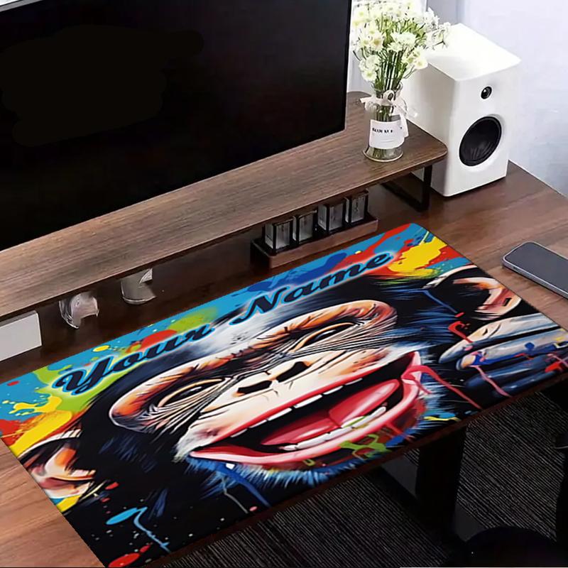 1PC Custom Name "Colorful Chimpanzee Artwork" Mouse pad, keyboard and mouse desk pad, for computer notebook Birthday Gift For Any Room Or Office