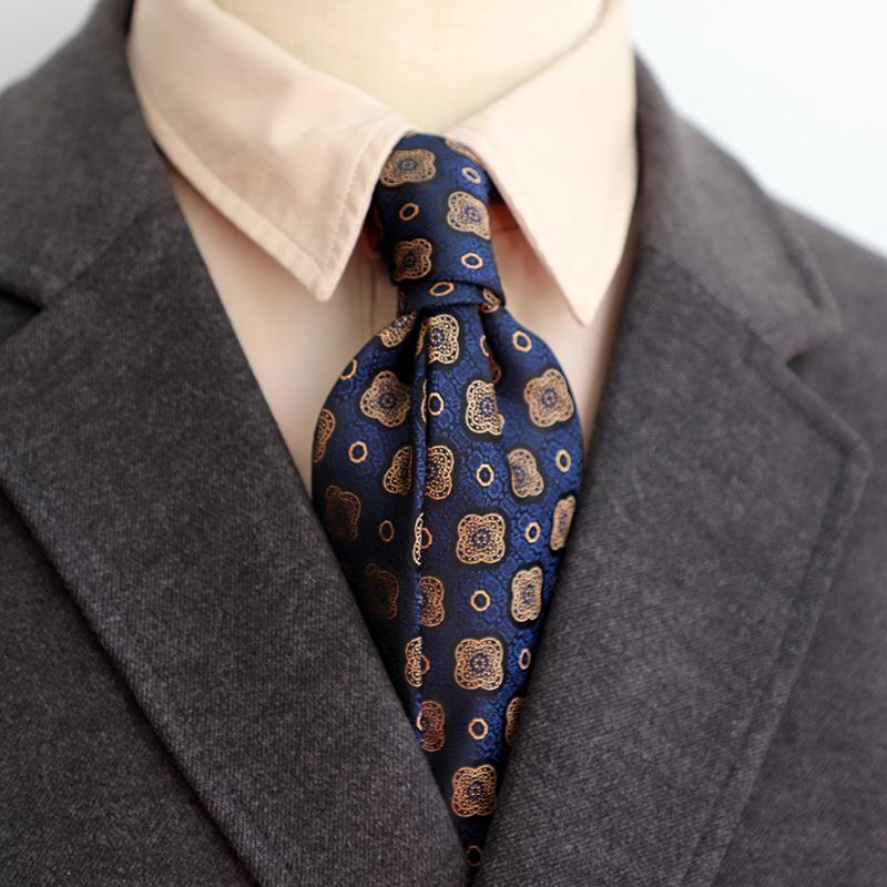 Retro 8Cm Light Luxury Casual Dress Navy Green Brown Pattern Men'S Suit And Tie