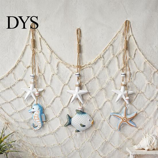 Nautical Wall Decor Wooden Starfish Hanging Decoration, Coastal Ornament, Ocean Boho Style Art Theme for Home Beach Lake House Sea Ornaments