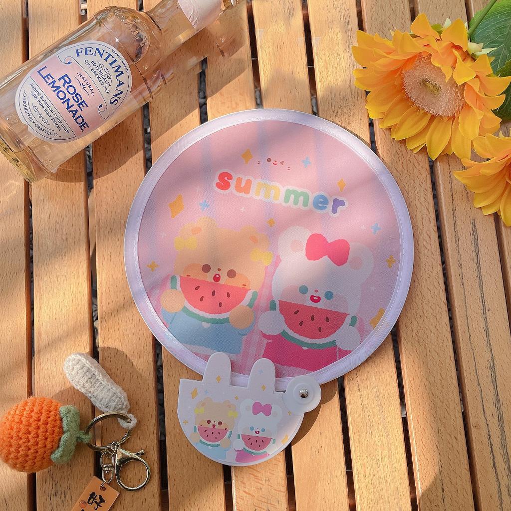 Mini Cloth Face Portable Cartoon Folding Fan Small Fan Cute Folding Fan For Summer Travel School
