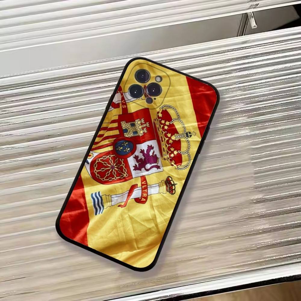 

S-Испания Флаг F-Футбольный Фан Поддержка Чехол для Телефона Для iPhone 17,16,15,14,13,12,11 Plus,Pro Max,XS,Мягкий Силиконовый Черный Чехол iPhone16Se4