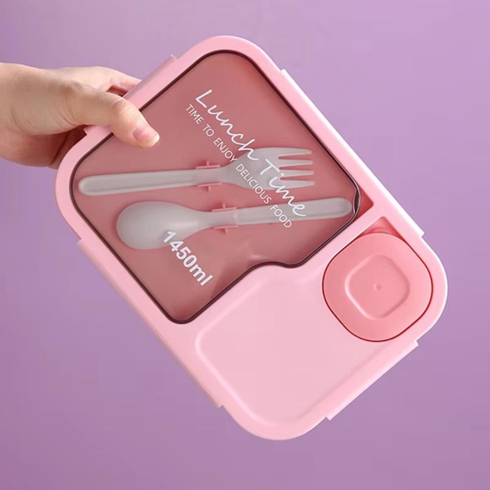 High Quality 3 Grid Lunch Box with Fork and Spoon Reusable Plastic Bento Box Microwave Food Storage Container Snack Food Box