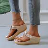 Fashion Women's Fashion Thick-soled Flip Flops Wedge Open Toe Beach Roman Clip-toe Sandal Luxury Metal Buckle Designer Sandals for Women