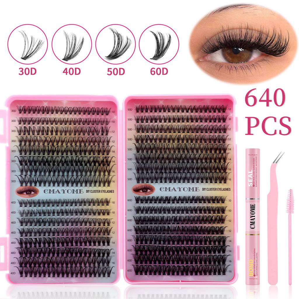640 Tufts Diy Multi-Haired Eyelashes Book 10-16Mm Natural Thick D Song Segmented False Eyelash Set