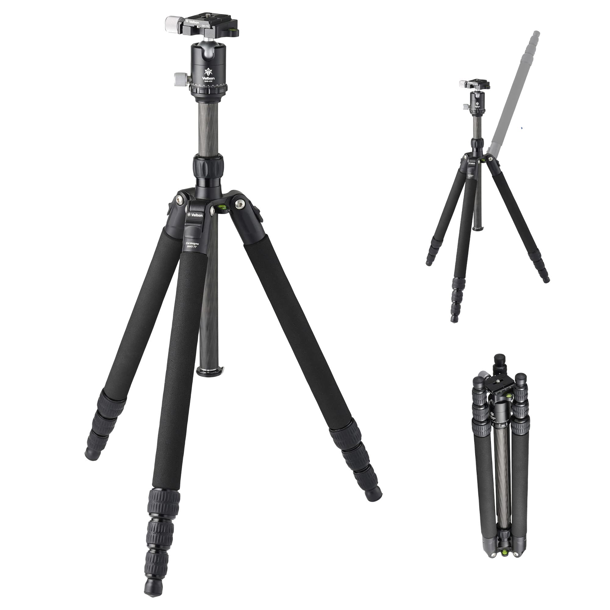 

Velbon Carmagne N443 TT AZ Travel Carbon Fiber 4 Leg Reversible Compatible Carbon Fiber Black Tripod, Sections, Diameter Approx. 24mm, Storage, чёрный
