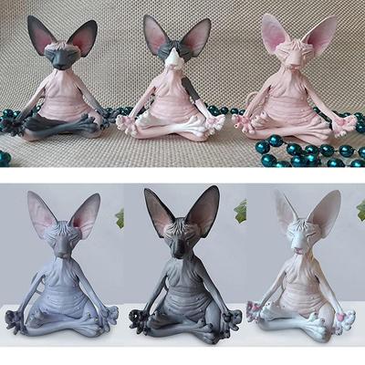 1PC Милая Медитация Кошка Коллекция Статуя Миниатюрная Ручная Работа Кукла Животных Украшения Дома