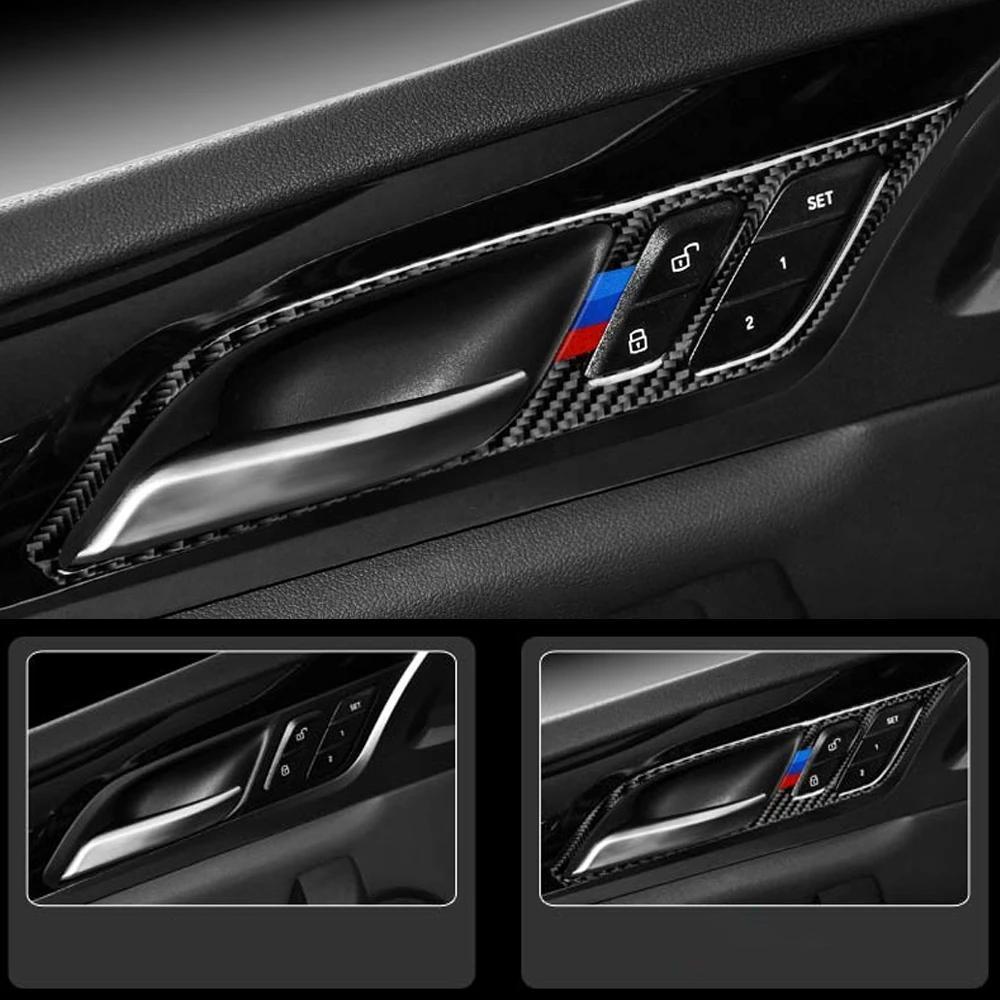 4PCS Carbon Fiber Auto Innen Tür Griff Rahmen Dekorative Aufkleber Auto Innen Geändert Zubehör Für BMW X3 G01 G08 x4