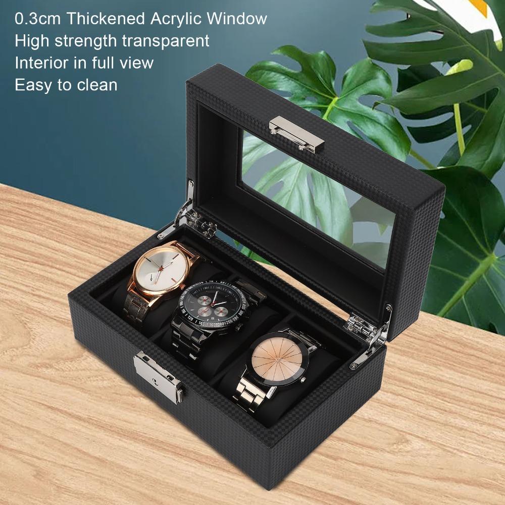 Black Watch Box Carbon Fiber Watch Display Elegant Watch Organizer  Jewelry Display