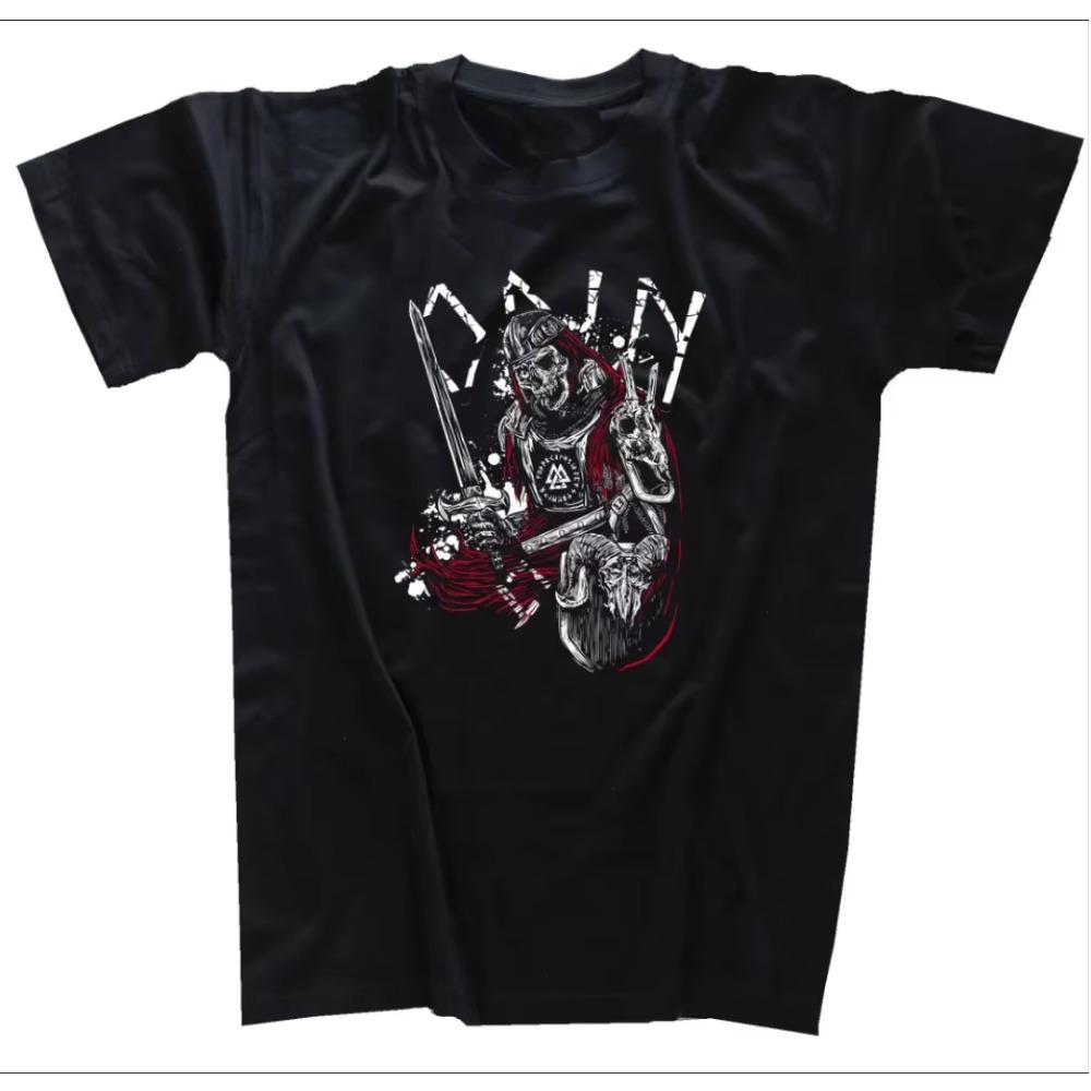 

Футболка с изображением Одина, отца богов, германского короля Ви, черепа воина Вальхаллы, 100% хлопок, с круглым вырезом, летняя, с коротким рукавом, повседневная мужская футболка XXXXXL чёрный