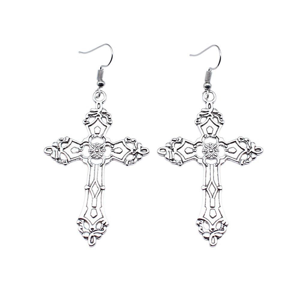 Cross Dangle Earrings Minimalist Gothic Christian Symbol Drop Earrings Girl Jewelry