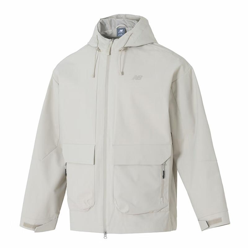 New Balance Jackets Men s White Hooded Moderate Other NAF35231-BEI L