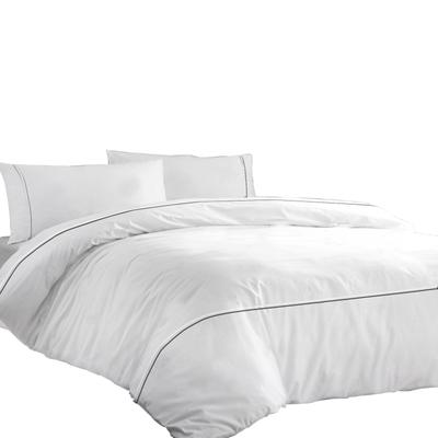 Premium 600TC Egyptian Cotton Duvet Set with Sleek Horizontal Piping (3PC Set: 1 Duvet Cover & 2 Pillow Shams) - Multi Sizes & Colors