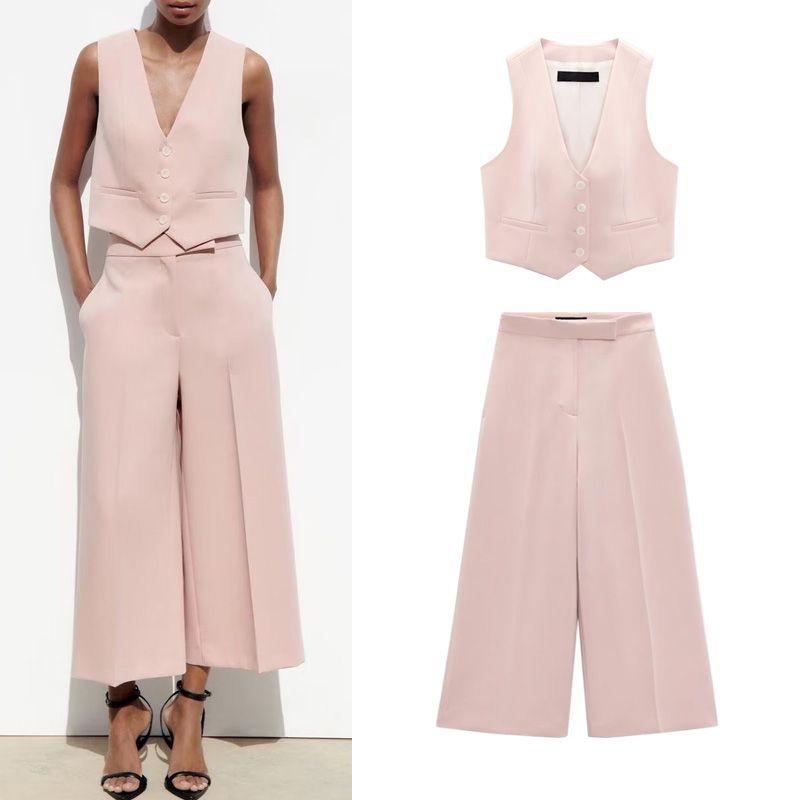 Spring New Arrival High Waist Loose Pants Pants 2955888 Sleeveless V Neck Short Vest 2966888