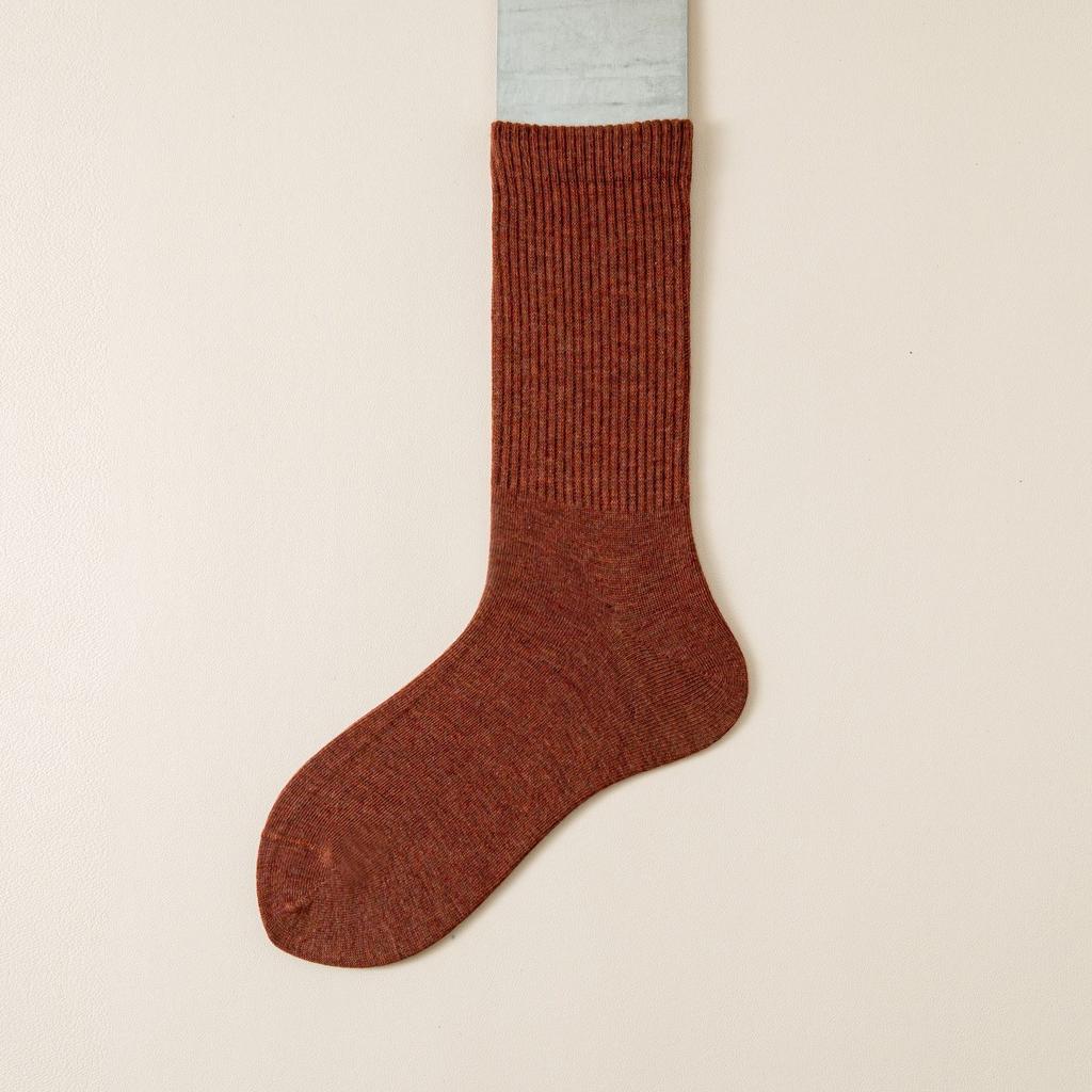 Female Autumn and Winter New Retro All-match Pure Color Cotton Tube Stack Socks