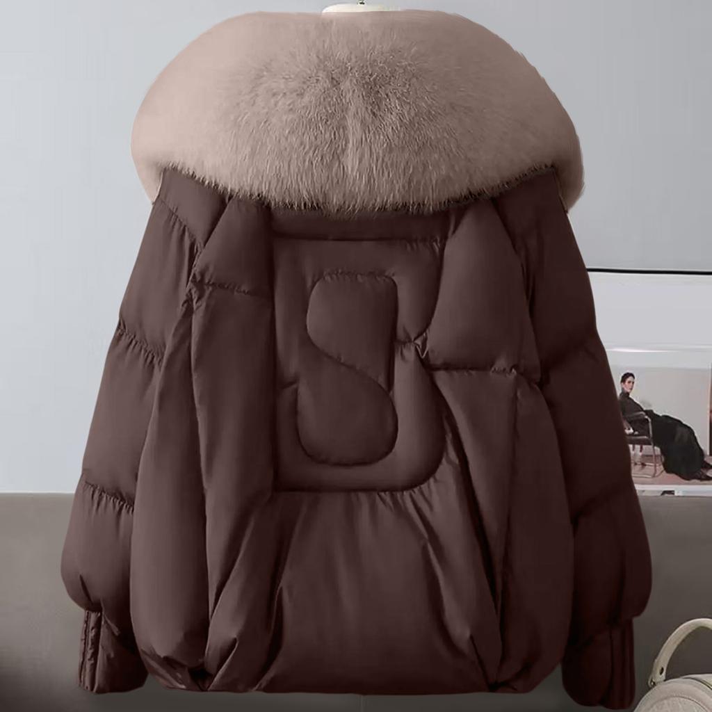 Women's Color Fashionable Thick Warm Temperament Cotton Jacket With Large Collar Cotton Coat Jacket