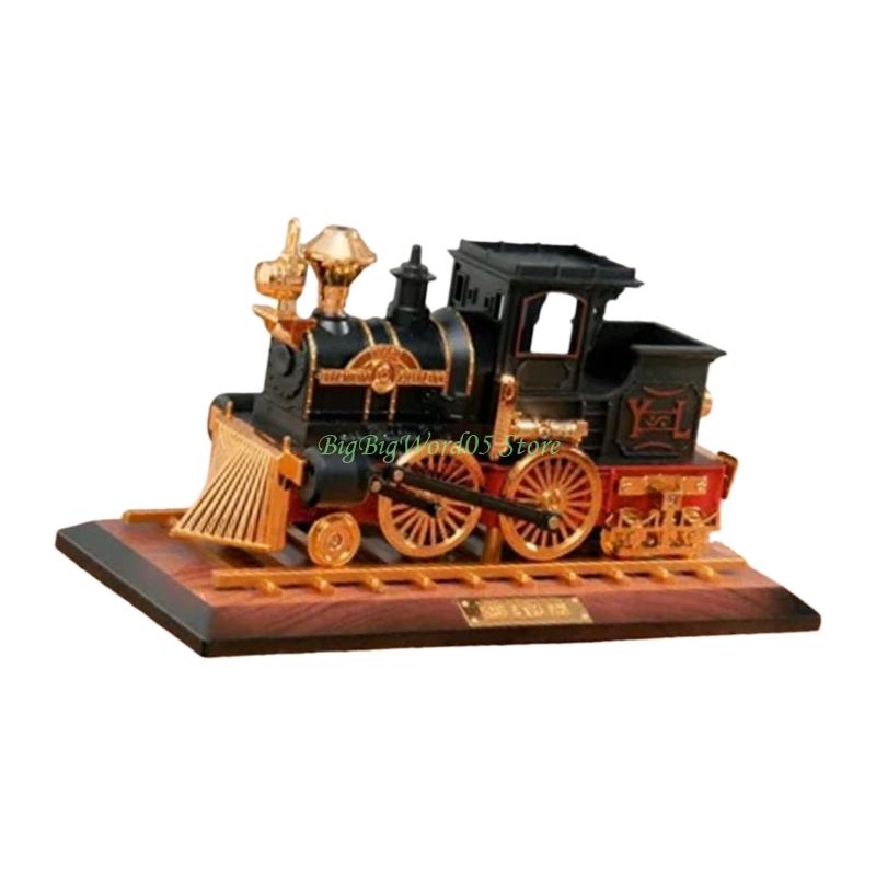 24TE Nostalgic Railway Train And Classical Car Model Wind Up Music Box with Base For Shelf Desktop Decoration Ornament Gift