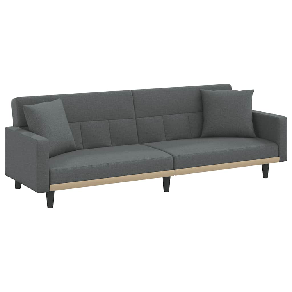 Sofa Bed with Cushions Dark Gray Fabric