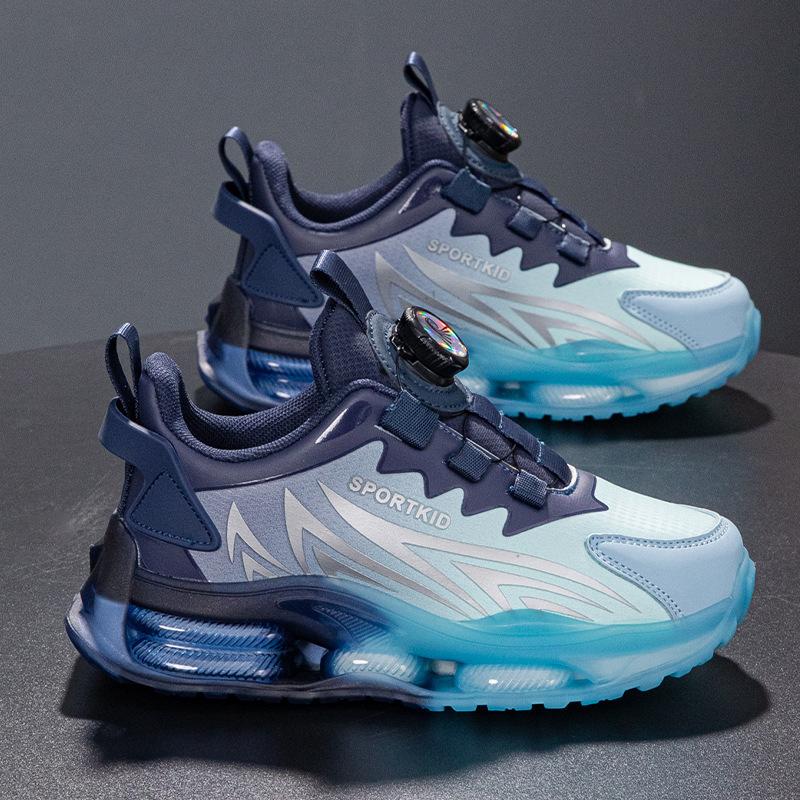 Classmates and Boys Shoes 2025 Autumn New Children's Leather Non-slip Running Shoes Rotating Buckle Middle and Older Children's Sports Shoes