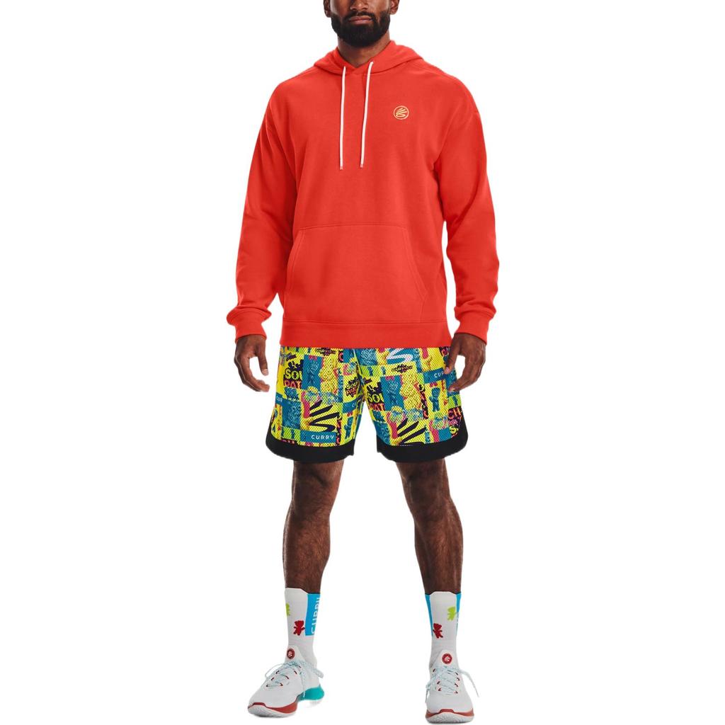 Under Armour FW22 Cartoon Pattern Printed Pullover Hoodie Men Hoodies Red 1374314-860