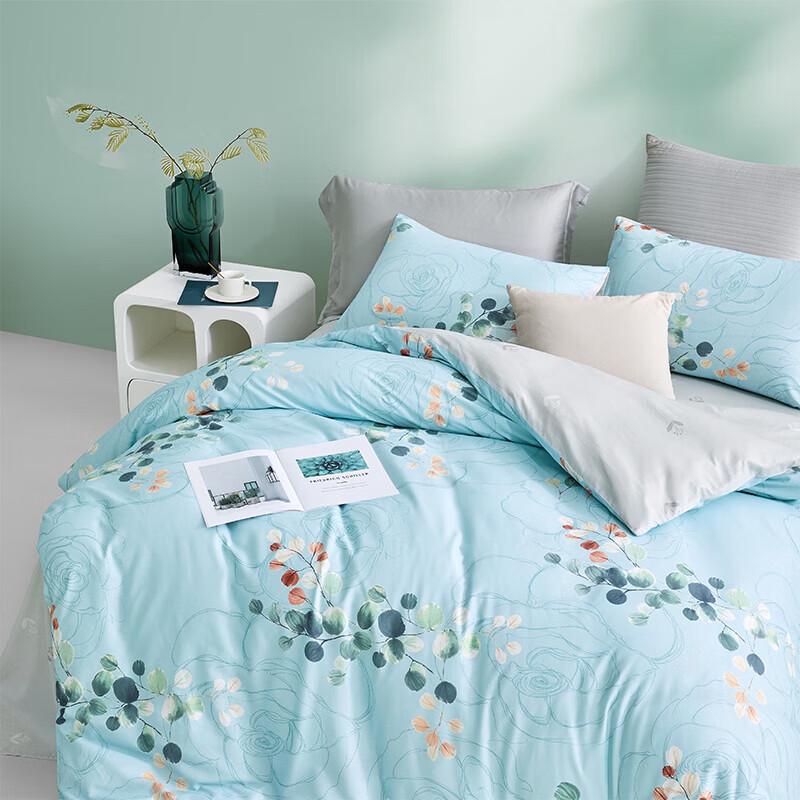 Luolai 100% Cotton 4-Piece Duvet Cover & Sheet Set