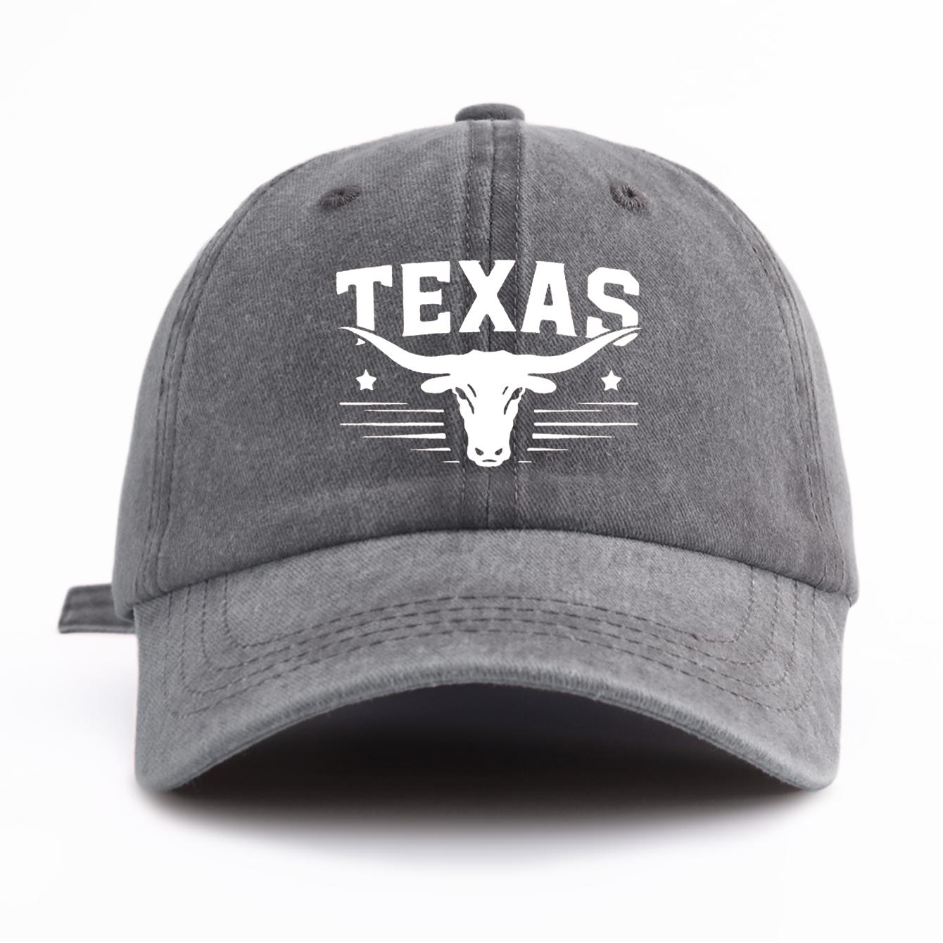 

1 Pc TEXAS Print Washed Baseball Cap, Classic Casual Stylish, Perfect Gift For Families And Friends серый