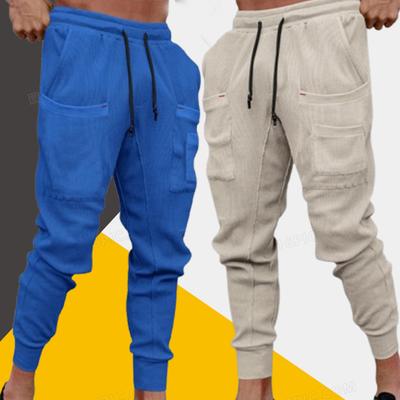 New Casual Mens Elastic Slim Fit Pants  Spring Autumn Fashion Solid Color Drawstring Pants for Men Daily Sports Pants