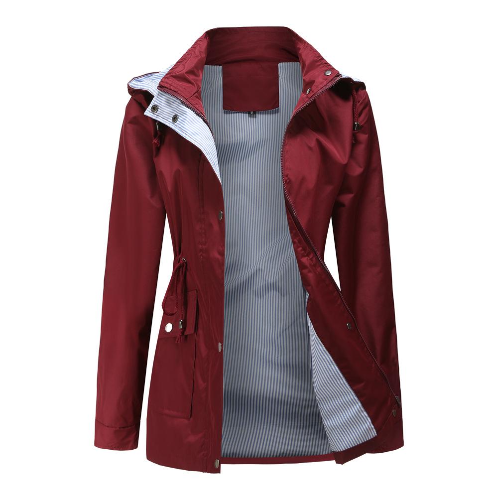 Neue Windjacke für Damen mit abnehmbarer Kapuze für Herbst und Winter in großen Größen