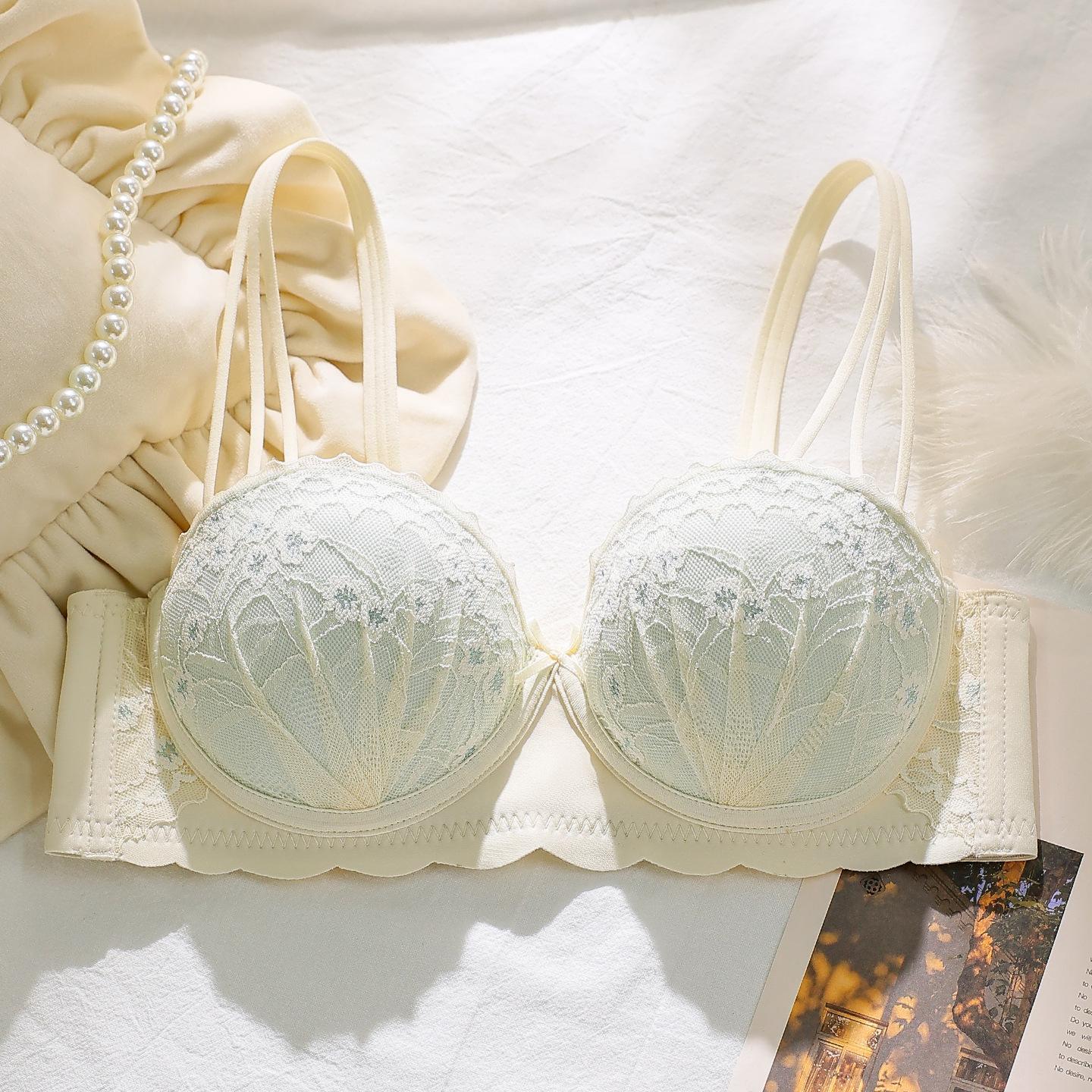 

Underwear simple anti-sagging small breasts gather underwear adjustment sexy comfortable non-slip upper support lace sweet brew 32ab through cup шампанского