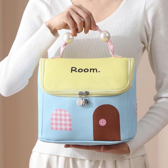 House Shape Makeup Bag Cute Cosmetic Storage Case with Top Handle Travel