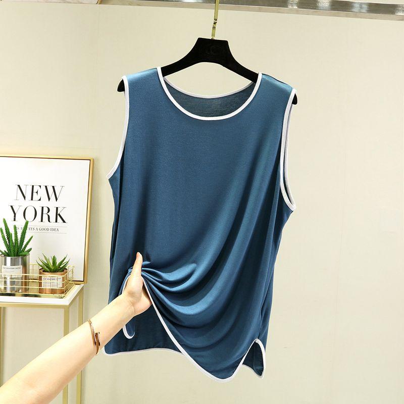 

Модальный Свободный Жилет Женский Летний Большого Размера Пижама Верхняя Одежда Топы Без Рукавов Полная Девушка Внутренний Слой Слимминг Футболка-Майка Peacock Blue 2XL (70.00 kg-80.00 kg recommended