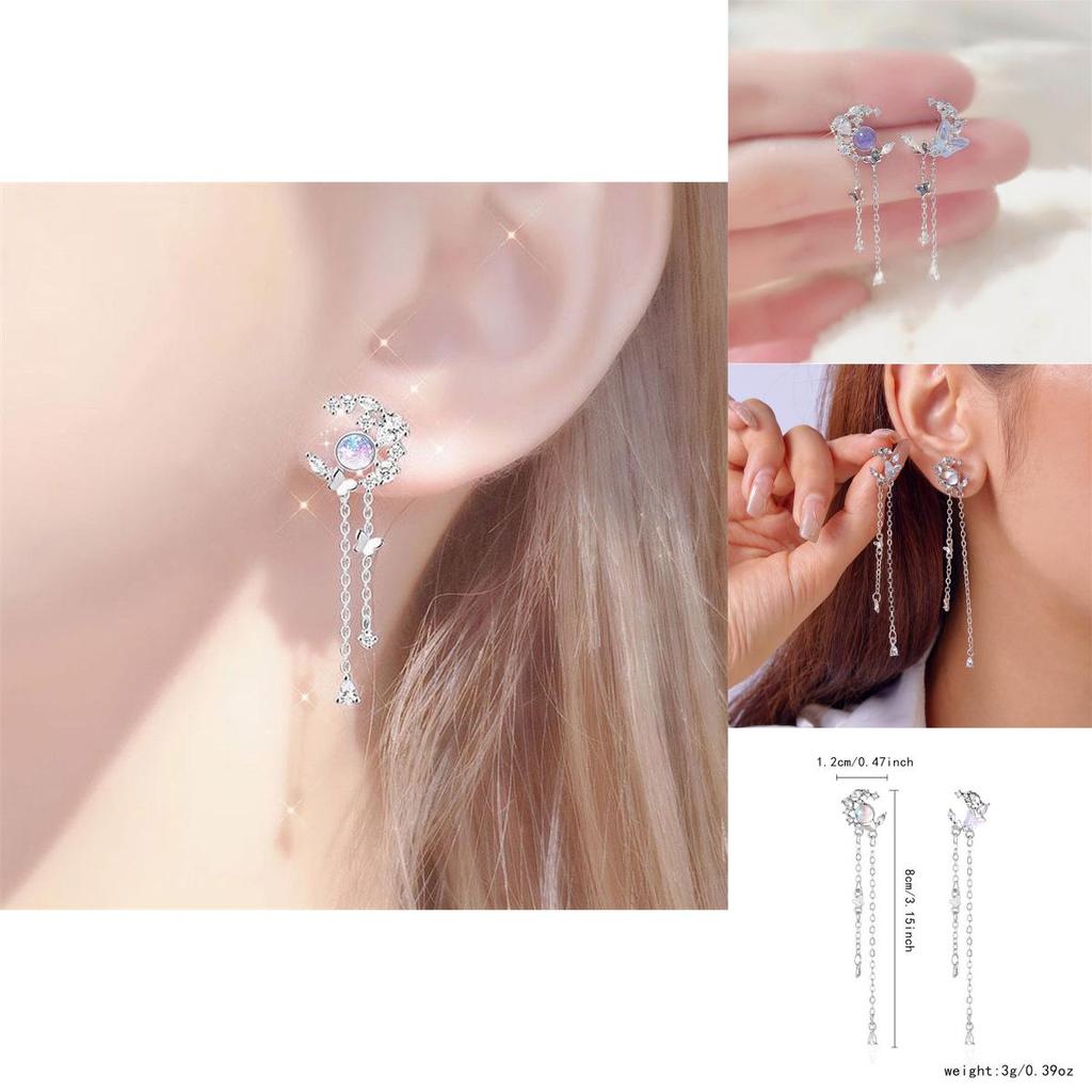 Waterdrop Butterfly Stud Earrings With Alloy And Pearl For Elegant Women