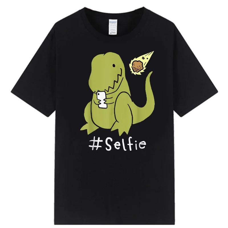 

Забавный T-Rex делает селфи Динозавр Крутая Милая Юмористическая Футболка Летняя Классика Повседневная Футболки Для Взрослых С Принтом Kawaii Ropa Mujer Топы Футболки XXXXXL чёрный