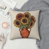 Vintage Sonnenblumenmuster Kissenbezug Sofa Dekorativ Zuhause Doppelseitiger Druck Kurzer Plüsch Kissenbezug Wurfkissenbezug