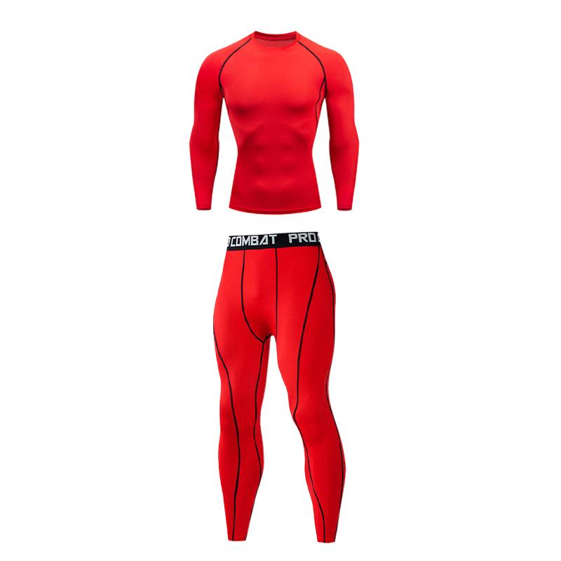 Men's Quick-Dry Sports Fitness Set: Breathable Long Sleeve Top & High Elastic Pants for Basketball, Running, Football & Training