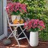 SOMYTING Artificial Azalea Flowers Outdoor 8 Bundles Fake Flowers Faux Plastic Eucalyptus Plants UV Resistant Silk Flower Shrubs for Garden Porch