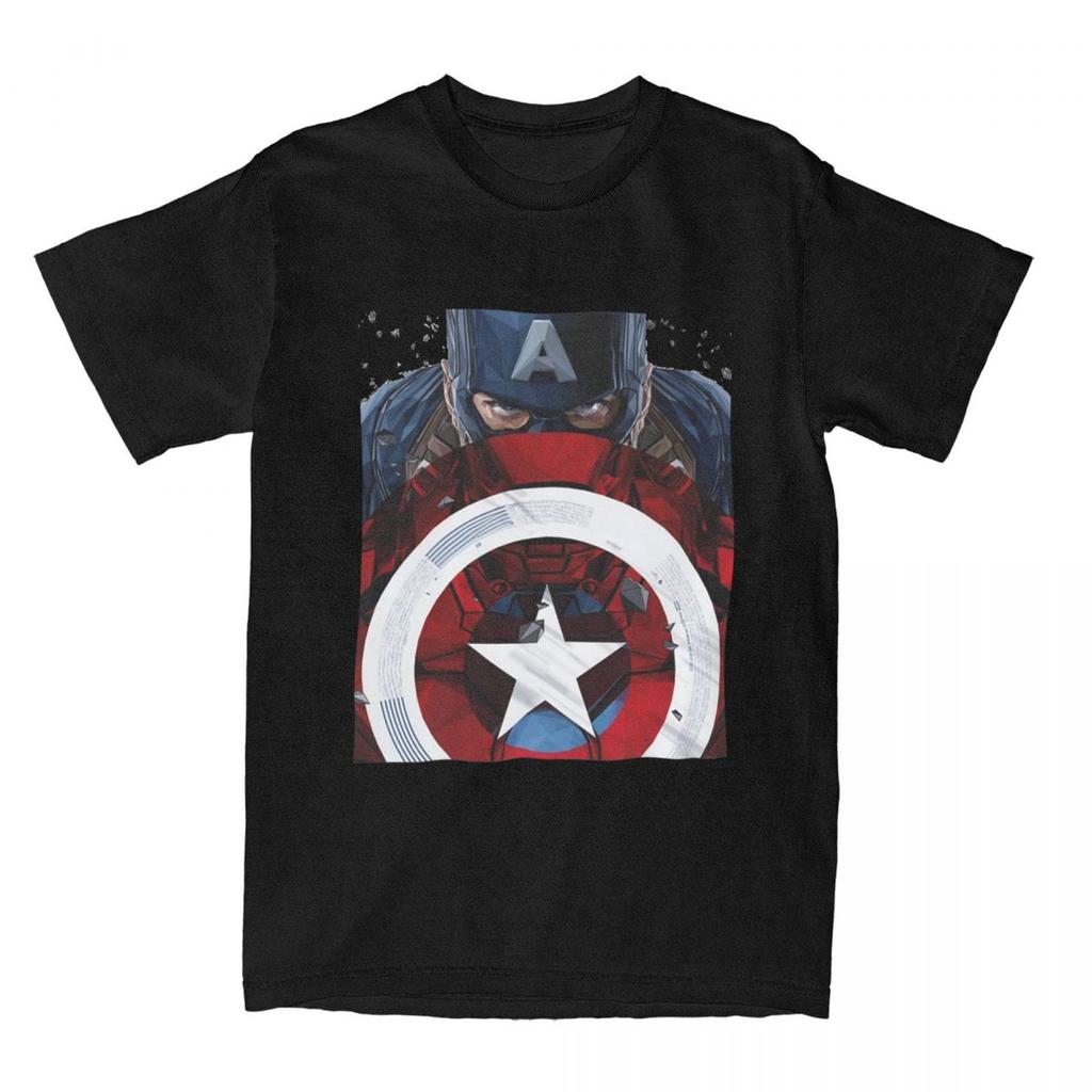 Vintage Hero Captain America Printed T-shirt Men's and Women's Summer Cotton T-shirt Casual Fashion Street Short Sleeve