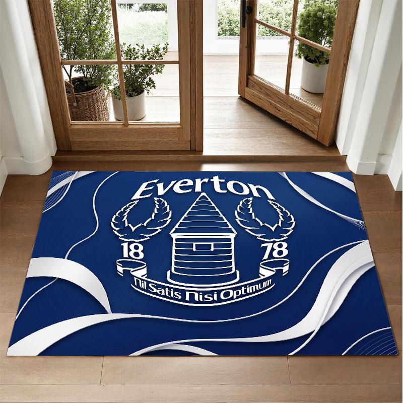 Everton Football Design Crystal Velvet Rug Soft Decorative Mat for Bedroom Entrance