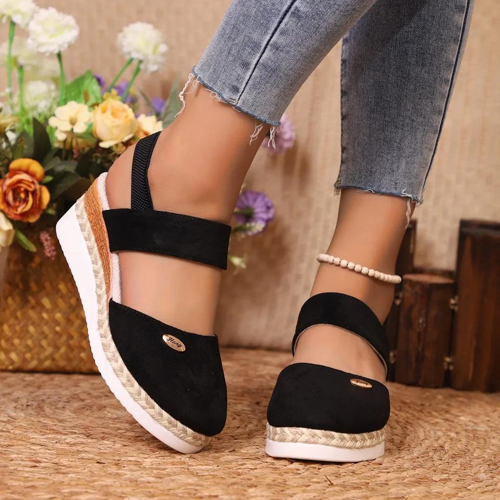 Fashion Women Closed Toe Wedge Sandals Women Summer Buckle Strap Gladiator Shoes Woman Fashion Espadrilles Platform Sandalias Mujer