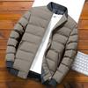Herrenjacke Baumwollwattiert Langarm Einfarbig Stehkragen Kältefest Wintermantel Baseballjacke Streetwear