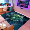 Green Sea Turtle Area Rug for Kids and Adults, Ocean Animal Print Carpet, Coastal Decor Non-Slip Rug for Bedroom and Living Room