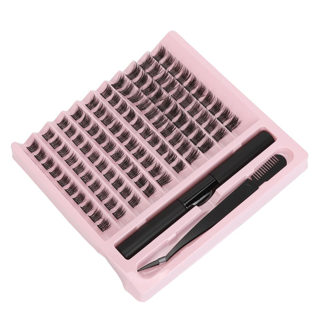 100 trsů umělých řas Tloušťka D Zakřivení DIY Prodlužování řas s 3ml lepidlem Pinzeta