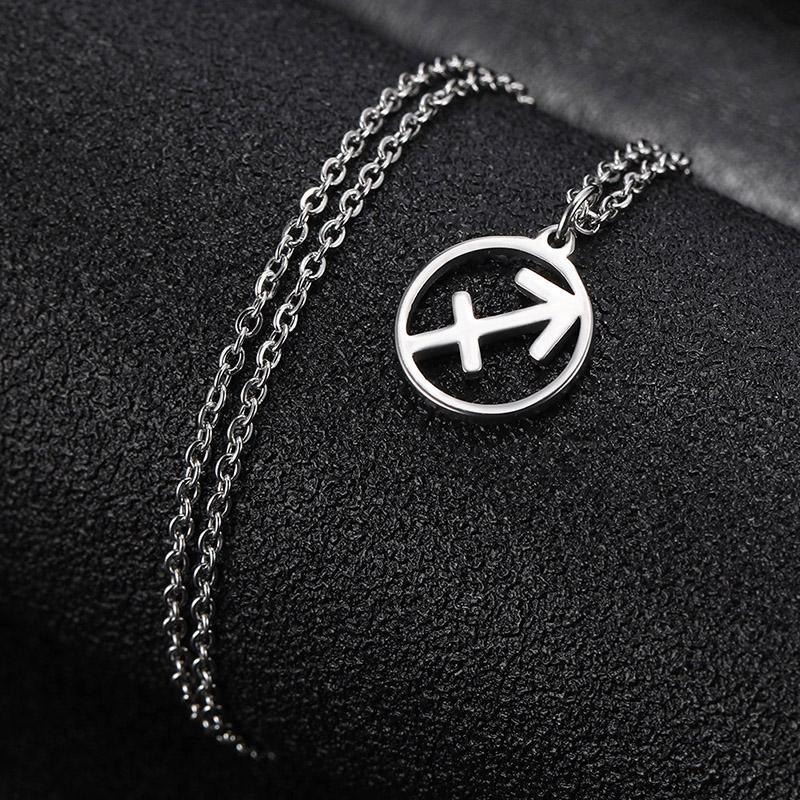 Teamer 12 Zodiac Stainless Steel Necklace Women Men Gemini Aries Libra Taurus Twelve Constellation Birthday Gifts Wholesale