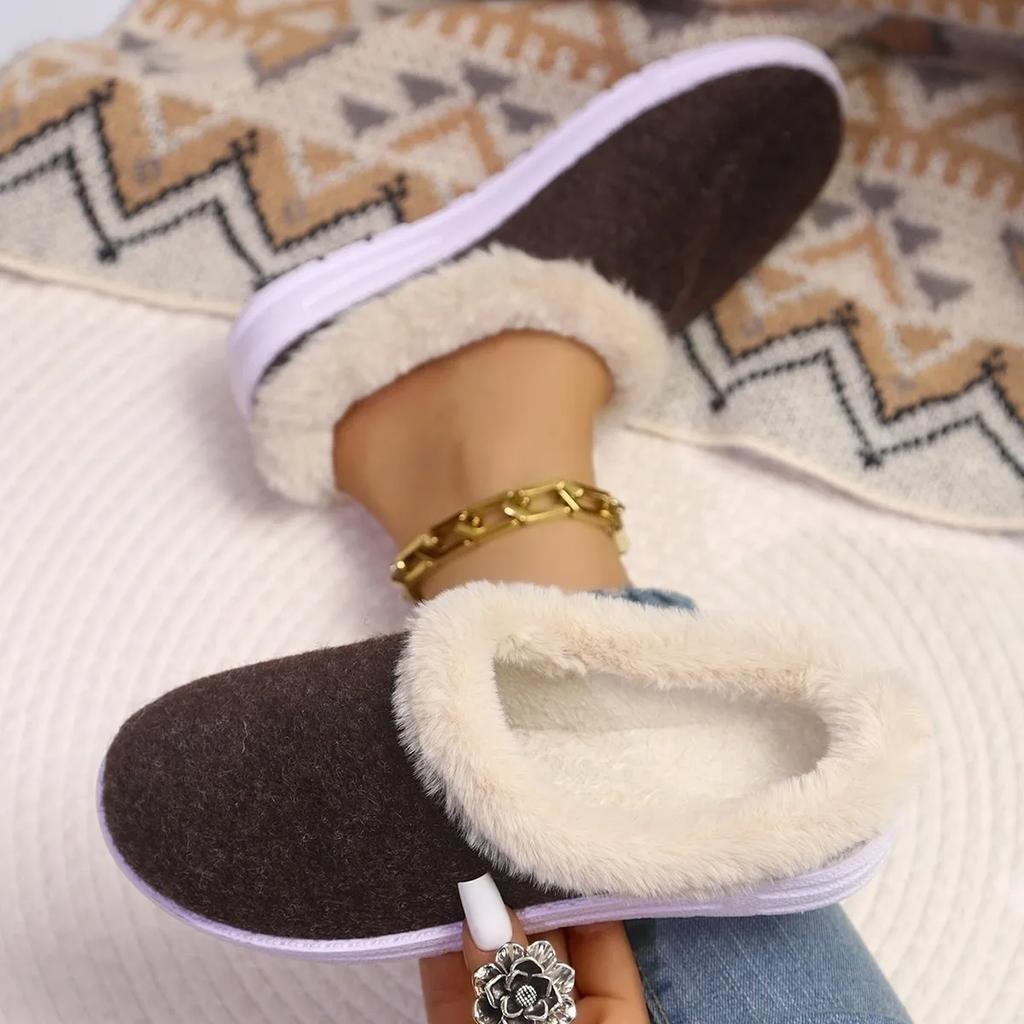 Winter Non-slip Snow Boots Couple Men and Women Indoor Thickened Lining Fur Shoes High-top Warm Cotton Shoes Shoes for Women