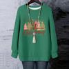 Ladies' Christmas Printed Round Neck Long Sleeved T-shirt Sweatshirt Top