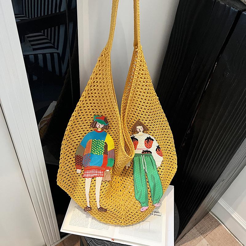 

Summer popular new woven women s bags, portable woven bags, fashionable foreign style shoulder mesh bags, seaside travel straw weaving жёлтый