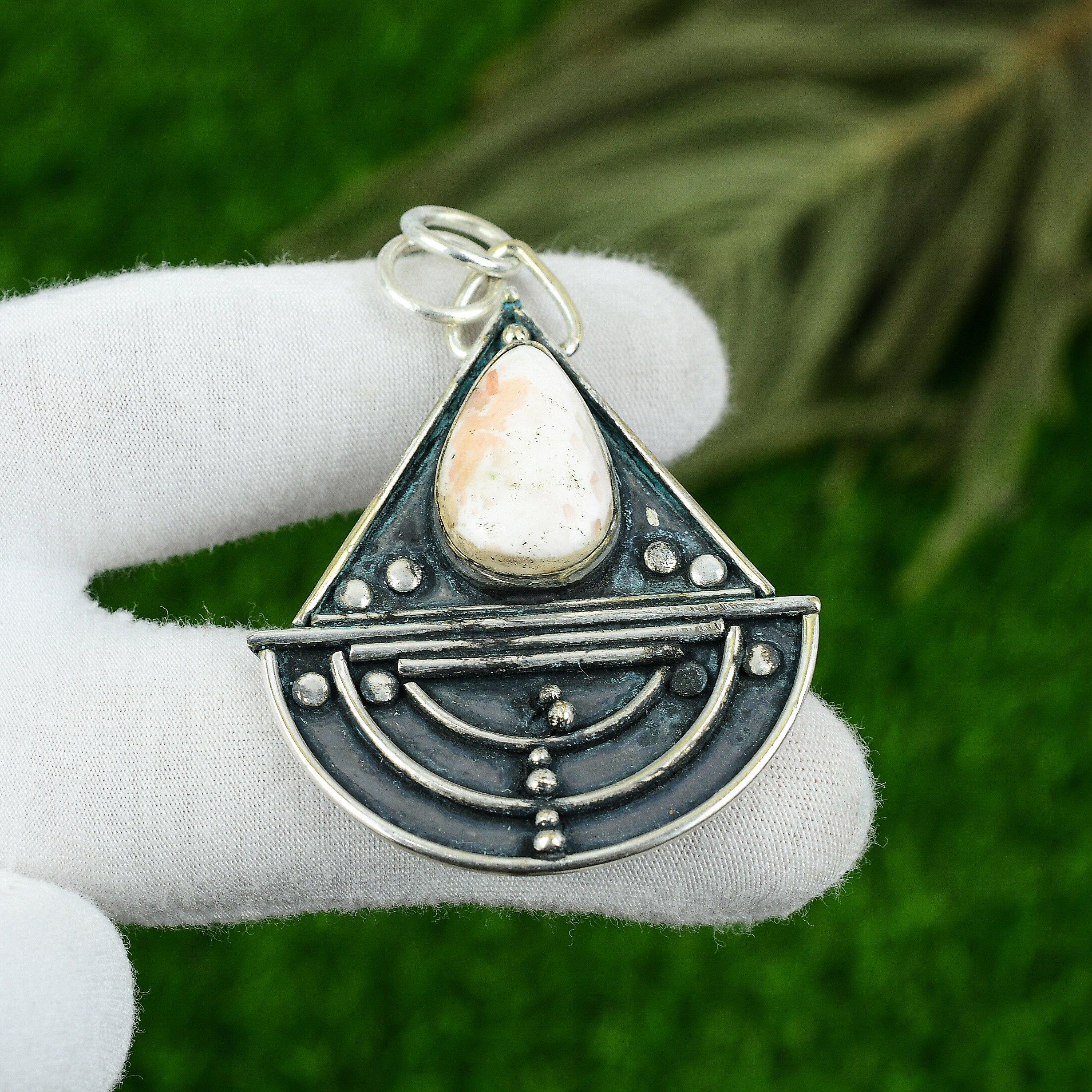 

Подвеска из натурального сколецита, ручная работа, серебро 925 пробы, индийские украшения