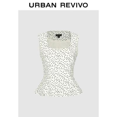 Women's Polka Dot U-Neck Bow Blouse