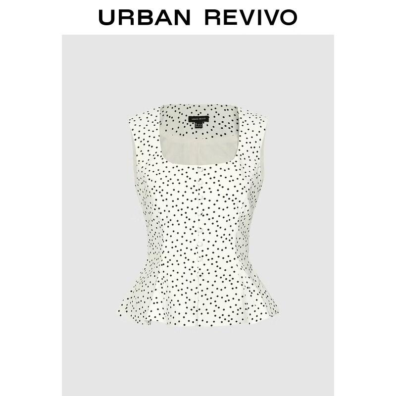 Women s Polka Dot U-Neck Bow Blouse L
