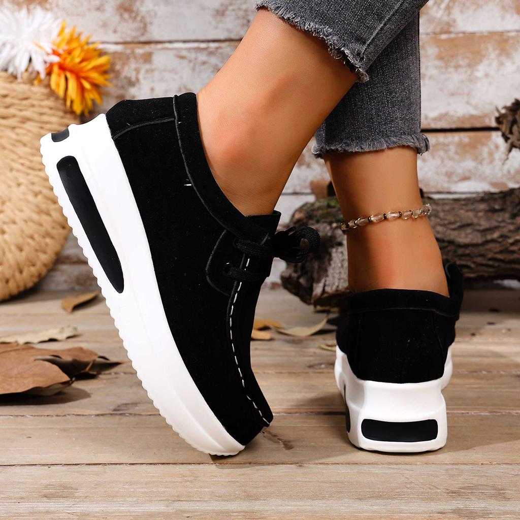 Platform Loafers for Women,Lace-Up Wedge Heel Slip Ons,Comfortable Casual Flats