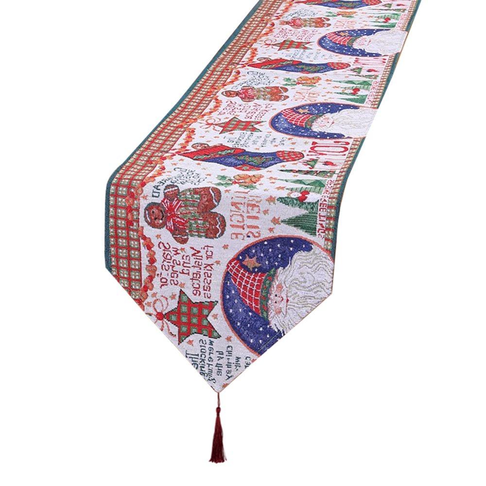 Snowman Themed Christmas Table Runner Cotton Tablecloth Holiday Dining Decor